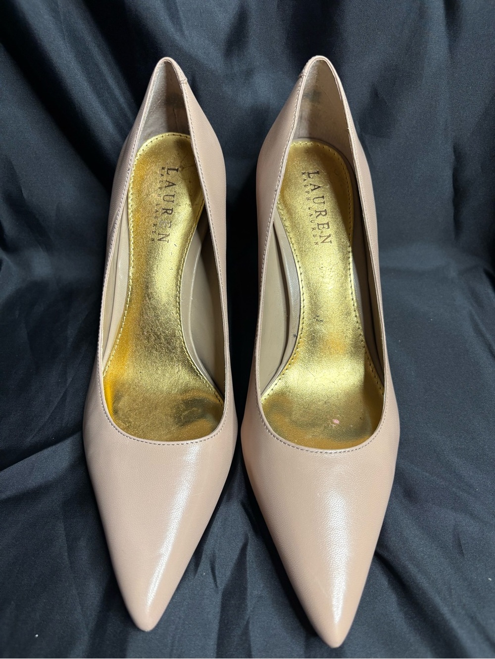 Ralph Lauren Blush Pointed-Toe Leather Pumps